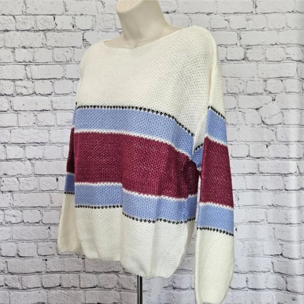 [NWT] COCOIMO Boatneck Colorblock Drop Shoulder Sweater - Picture 4 of 8